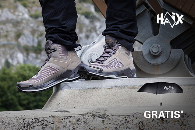 Gratis Regenschirm bei Kauf eines HAIX Outdoor-Schuhs Gratis Regenschirm bei Kauf eines HAIX Outdoor-Schuhs